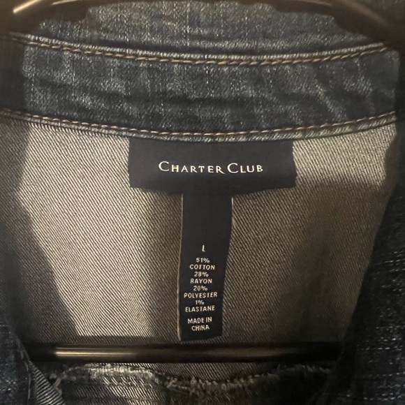 Charter Club Blue Wash Classic Denim Jean Jacket Stretch - Women's Large (10) - Picture 2 of 4